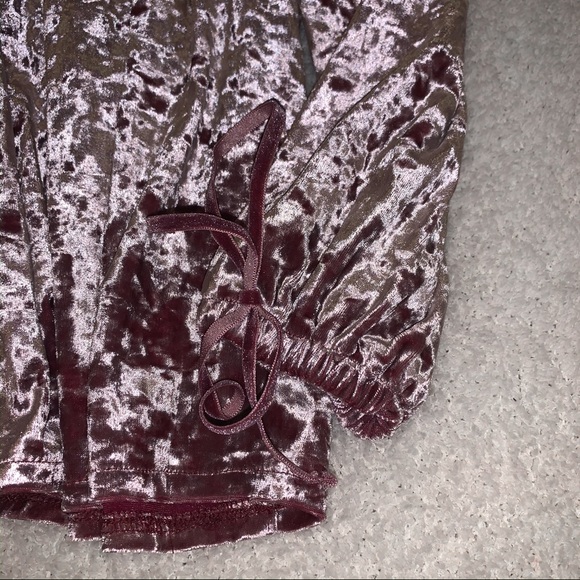 Magenta Velvet Off the Shoulder Top - Picture 3 of 3